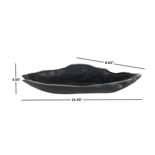 3.5" Black Teak Wood Handmade Live Edge Abstract Decorative Bowl
